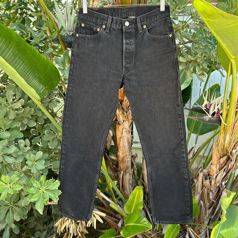 Vintage 2002 Levi’s 501 Black Jeans 29x29 Straight Leg Button Fly Y2K Fade